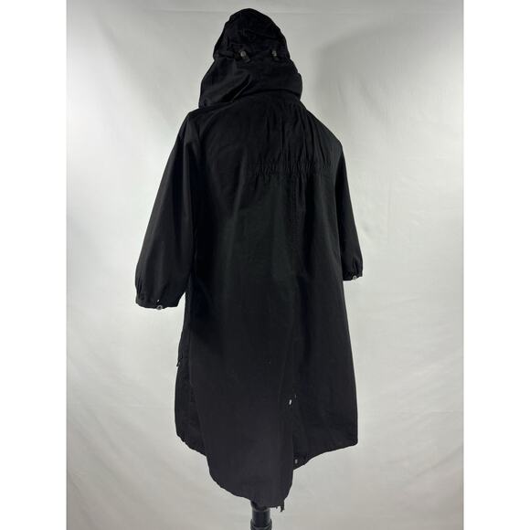 Cumar Italy Utility Jacket Black Medium Drawstring Hidden Hood Short Sleeve - Picture 5 of 15